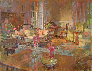 Salotto con vetro veneziano da Susan Ryder